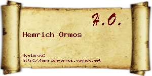 Hemrich Ormos névjegykártya